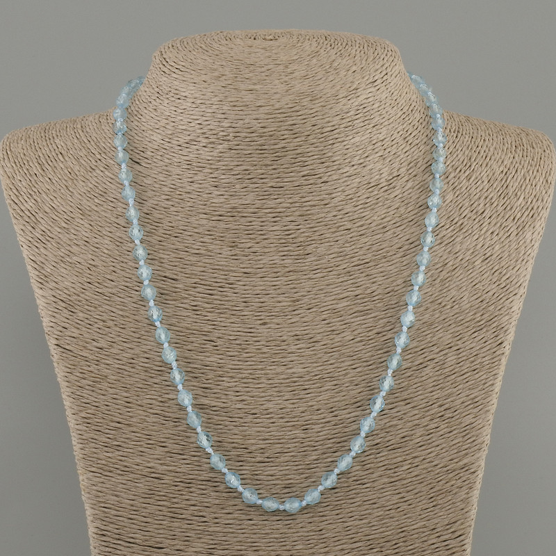 Necklace Topaz faceted bead, diameter 5mm ±, length 50cm ± with clasp