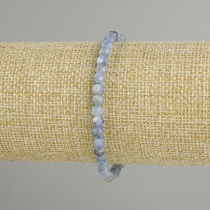 Kyanite bracelet faceted cube, diameter 4.5x4.5 mm +/-, length 18 cm +/- stretch
