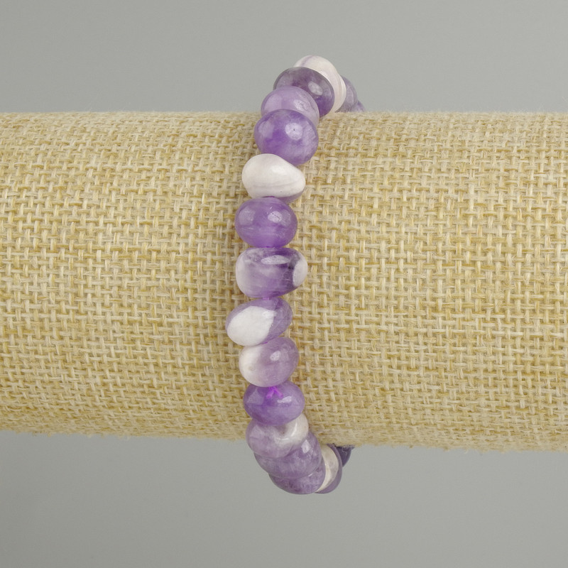 Amethyst Chevron bracelet tumbled, diameter 9-11×6-8, 5mm±, length 18cm± stretch