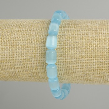 Bracelet blue Cat’s Eye cylindrical, diameter 11×8mm ±, length 18cm ± stretch