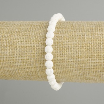 Bracelet Lava color white, bead diameter 6mm +/-, length 18cm +/-, stretch