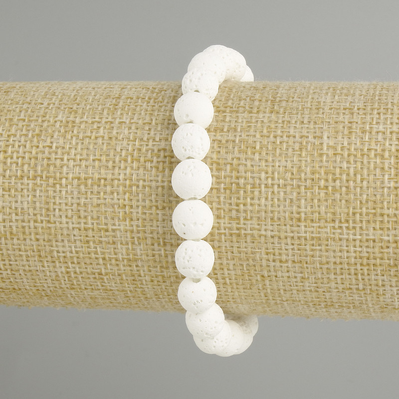 Lava bracelet white color, diameter 8mm+/-, length 18cm+/- stretch