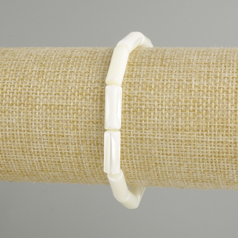Pearl (mother-of-pearl) cylinder bracelet, diameter 15x6mm +- , length 18cm +- stretch