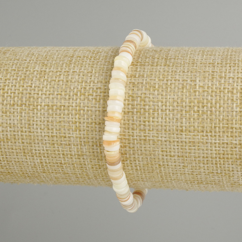 Bracelet with Scapharca shell Scapharca rondelle, diameter 5×1, 5-2 mm ±, length 18 cm ± stretch