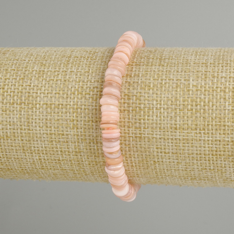 Bracelet made of Scapharca shell (Scallop shell) rondelle, element diameter 6x1, 5–2 mm ±, length 18 cm ± stretch
