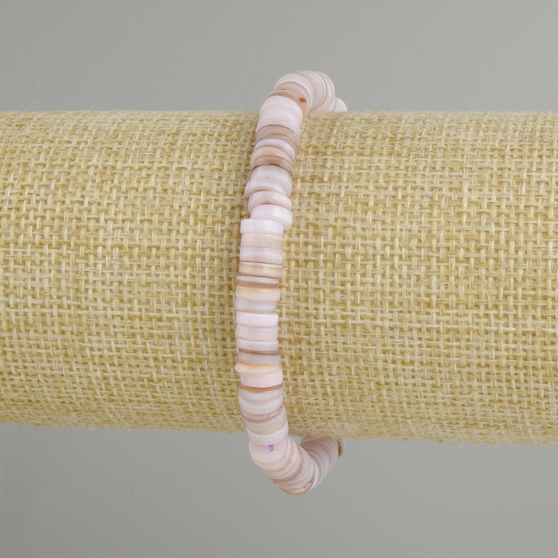 Abalone shell bracelet Scapharca rondelle, diameter 6x2mm+- , length 18cm+- stretch