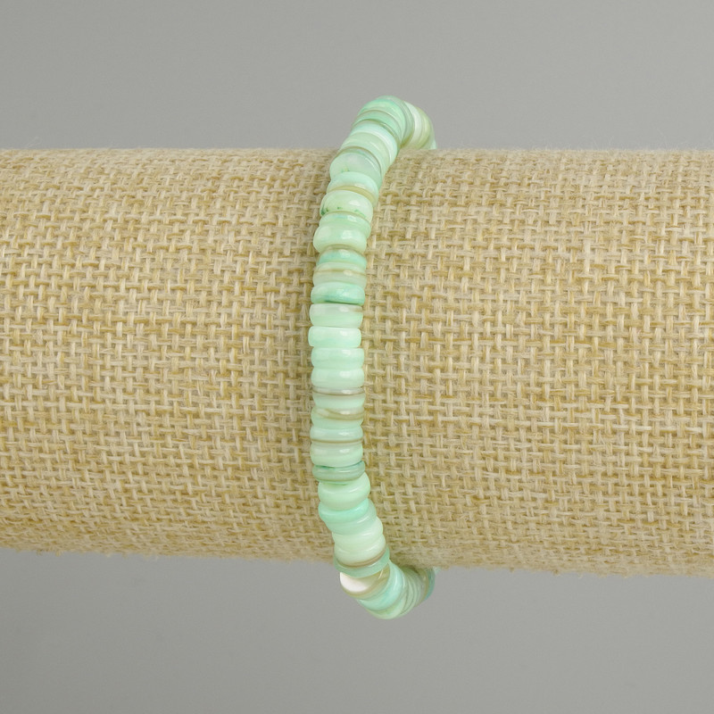 Scapharca shell bracelet Scapharca rondelle, diameter 6x1, 5-2, 5mm +- , length 18cm +- stretch