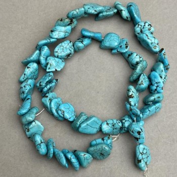 Gaultite under turquoise, tumbled stone beads 14–16x9–11 mm +- , length 40 cm +- on a string