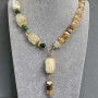 Necklace Citrine tumbled 19-24×14-15 mm ± chips 9-13×3-5 mm ± Agate faceted round bead 8 mm ±, length 60 cm ± with clasp