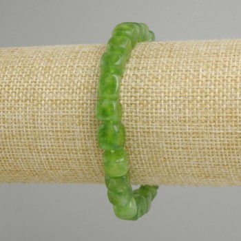 Bracelet Chrysoprase cube, diameter 8-10x8mm+-, length 18cm+- stretch