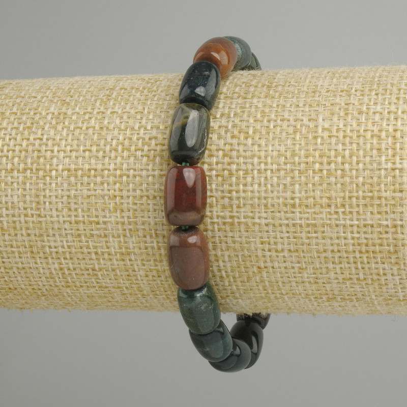 Jasper barrel bracelet, diameter 12x8mm +/-, length 18cm +/- stretch