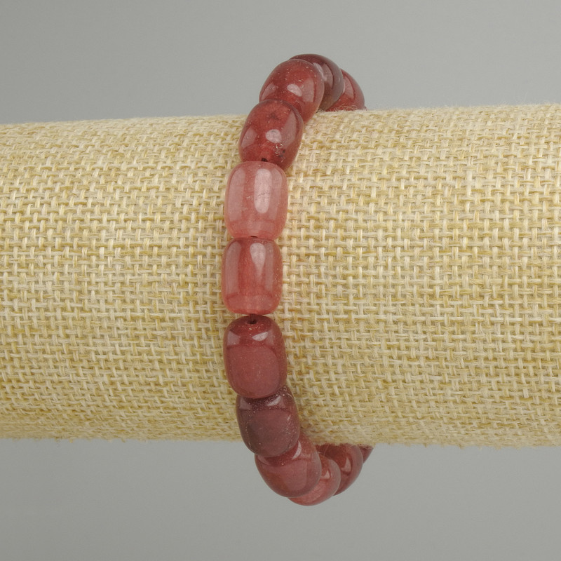 Strawberry Quartz bracelet barrel, diameter 11x9mm +- , length 18cm +- stretch