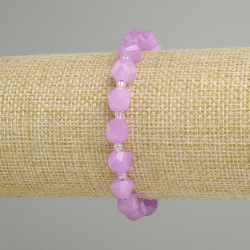 Lavender Amethyst bracelet faceted, diameter 8x7mm ± beads 3mm ±, length 18cm ± stretch