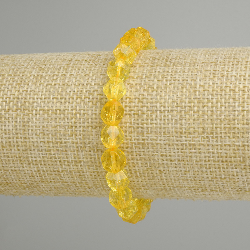 Citrine bracelet faceted, diameter 8x7mm +-, length 18cm +- stretch
