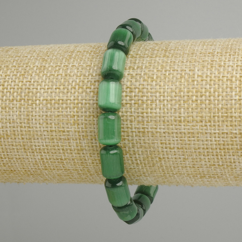 Green Cat's Eye bracelet cylinder, diameter 11×7, 5mm±, length 18cm± stretch