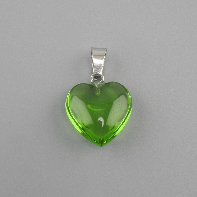 Heart pendant, tinted glass 16x16x25 mm +