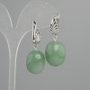 Jade earrings, tumbled 19x14mm +/-, length 40mm +/-, silver-tone metal