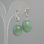 Jade earrings, tumbled 19x14mm +/-, length 40mm +/-, silver-tone metal