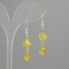 Earrings Citrine facets 7x7mm+- 9x8mm+- , length 43mm+- silver-colored metal