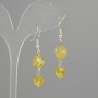 Earrings Citrine facets 7x7mm+- 9x8mm+- , length 43mm+- silver-colored metal