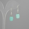 Earrings Amazonite barrel 11x9mm +-, length 30mm +-, silver-colored metal