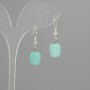 Earrings Amazonite barrel 11x9mm +-, length 30mm +-, silver-colored metal