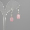 Earrings Pink Quartz barrel 11×9mm ±, length 30mm ± silver-toned metal