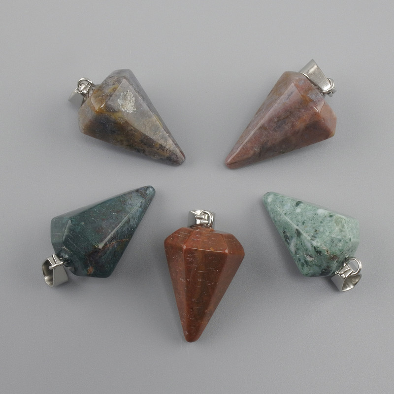 Pendant Teardrop Moss Agate 28x20x14mm+