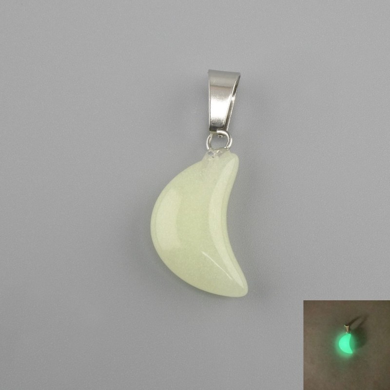 Pendant Moon Green Onyx Natural Glow 11x18x5x28mm+