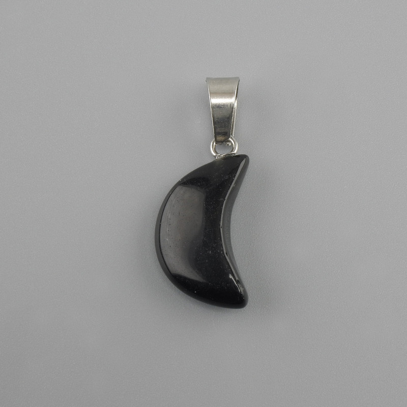 Pendant Moon black Agate 11x18x5x28mm+