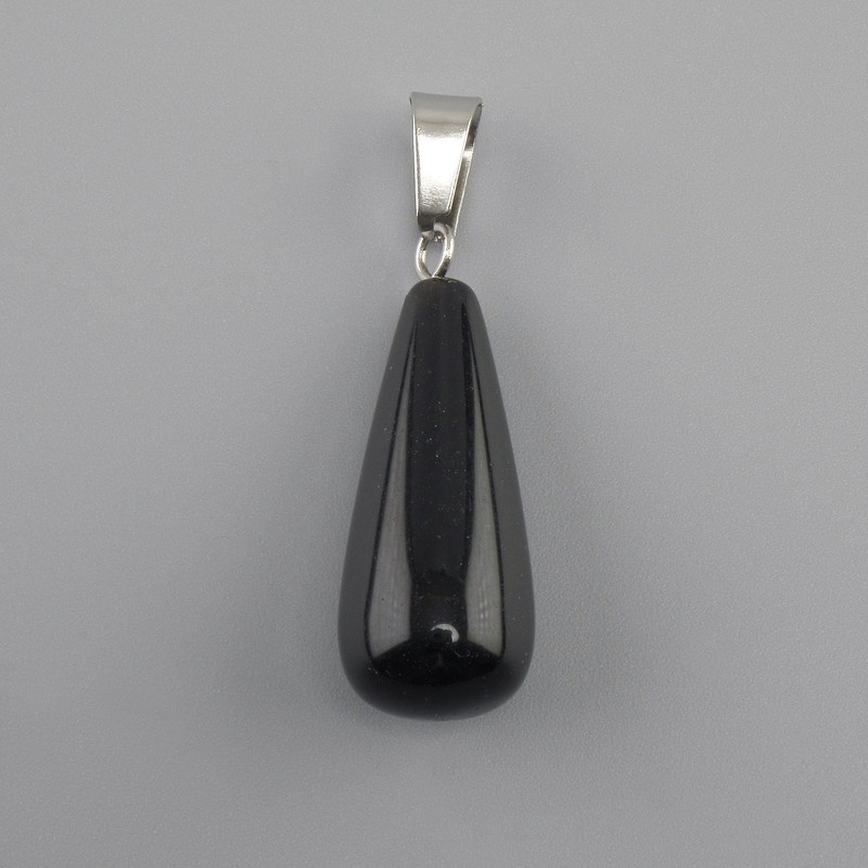 Pendant Teardrop Black Agate 10x26x36mm+