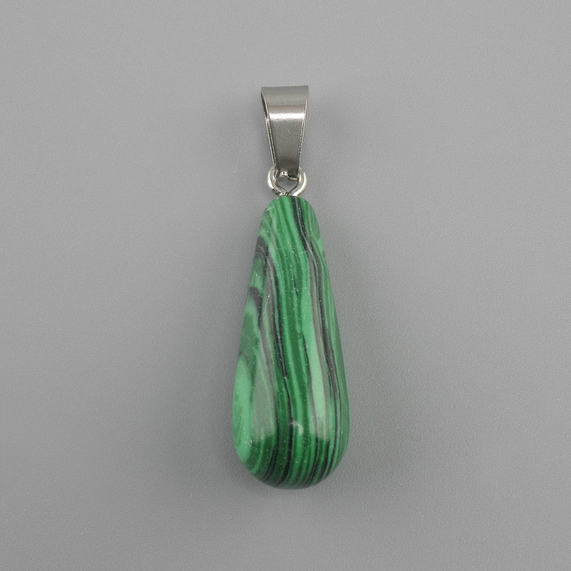 Pendant Drop Malachite 10x26x36mm+
