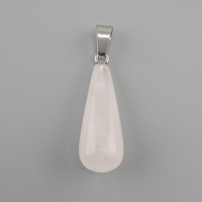 Pendant Droplet Pink Quartz 10x26x36mm+