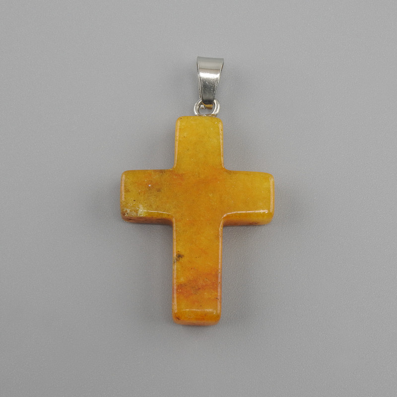 Citrine cross pendant 18x26x34mm+