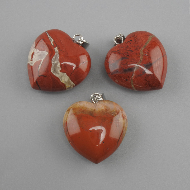 Heart pendant Red Jasper 20x20x28mm+