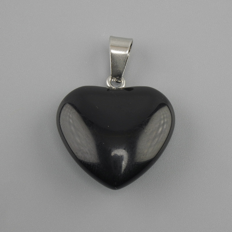 Heart Pendant Black Agate 20x20x28mm+