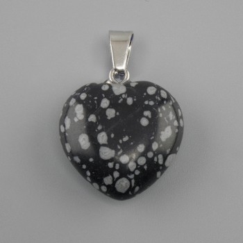 Heart Pendant Snowy Obsidian 20x20x28mm+