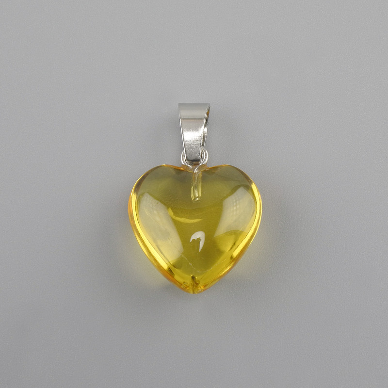 Pendant Heart, toned glass 16x16x25mm+