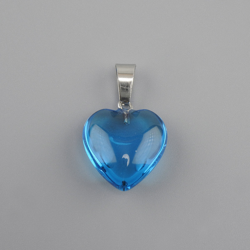 Heart pendant, tinted glass 16x16x25mm +
