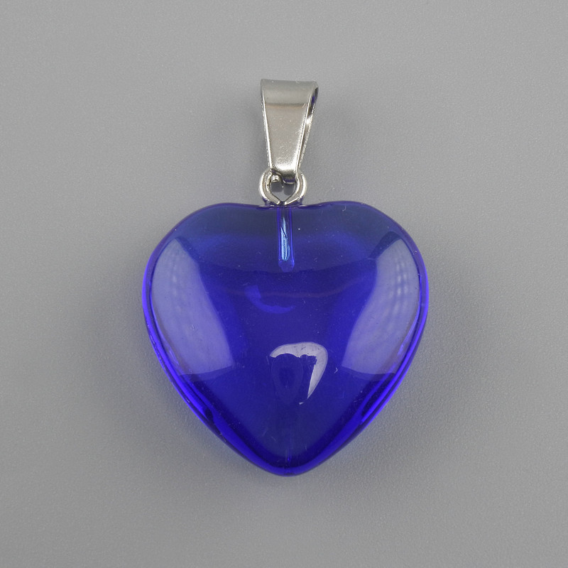 Pendant Heart toned glass 20x20x6x30mm+