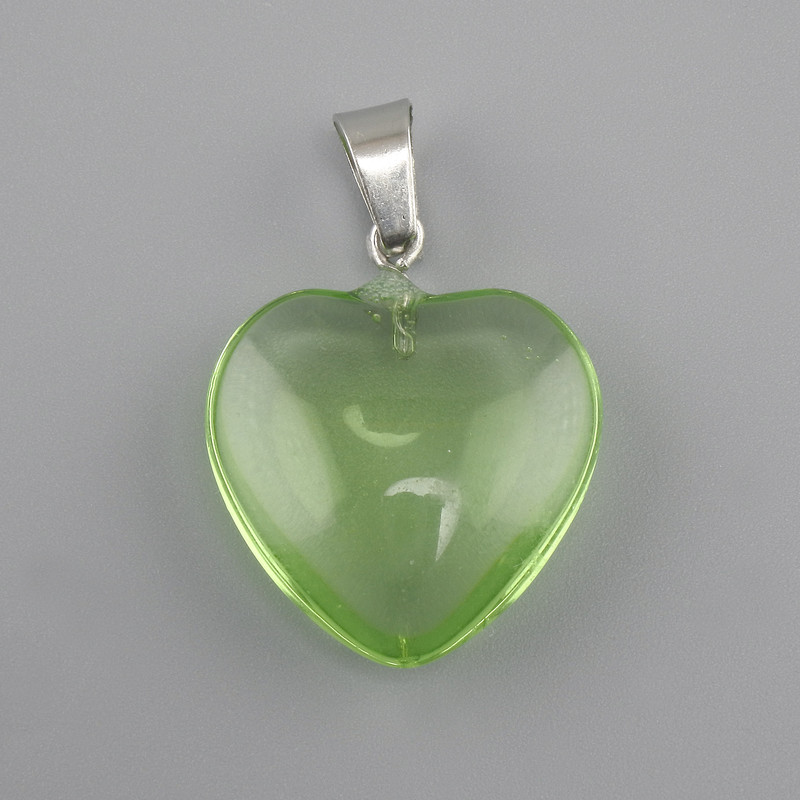 Pendant Heart, tinted glass 20x20x6x30mm+
