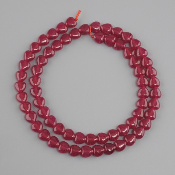 Ruby (corundum) heart beads, diameter 6 mm +/-, length 38 cm +/-
