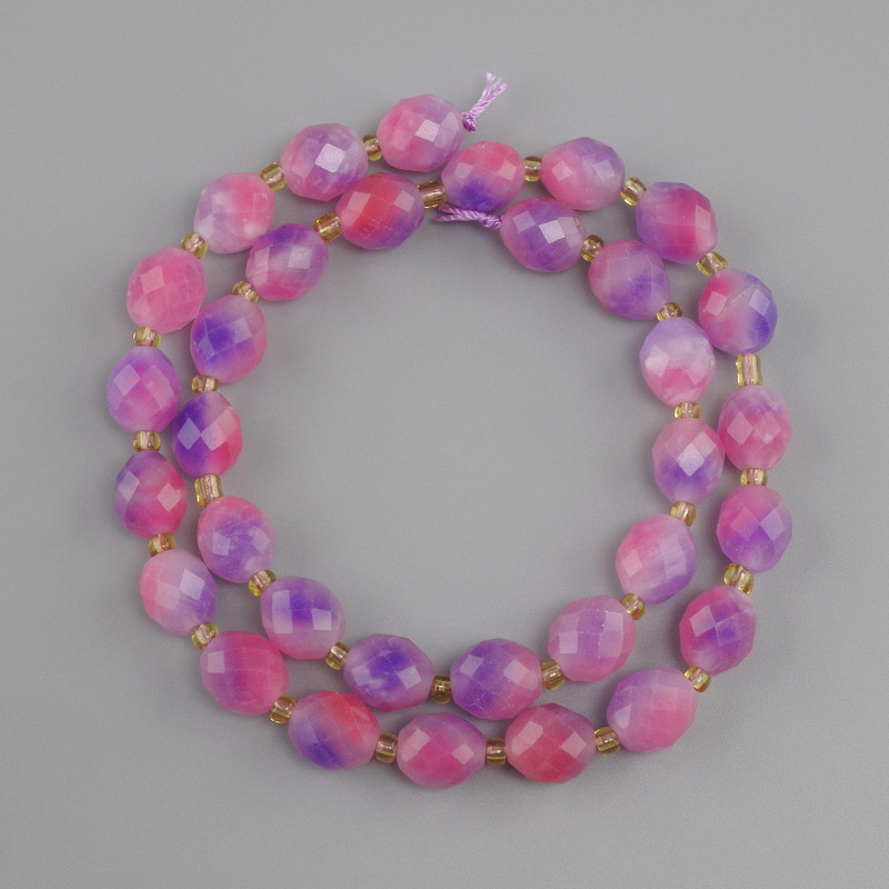 Tourmaline beads faceted "grain" bead, diameter 10x9mm+- seed beads 3mm+- length 39cm+-