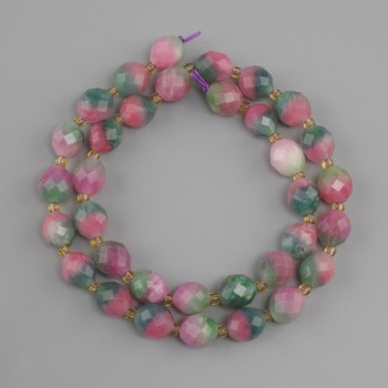 Turmaline beads faceted grain, diameter 10x9mm+/- seed beads 3mm+/- , length 39cm+