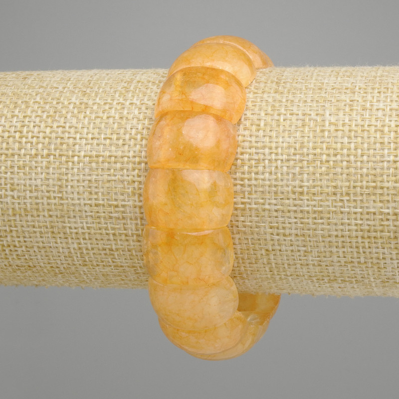 Citrine link bracelet, diameter 20×13 mm +/-, length 18 cm +/- stretch