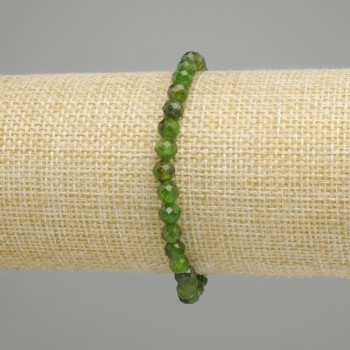 Diopside bracelet faceted bead, diameter 5 mm +/-, length 18 cm +/- stretch