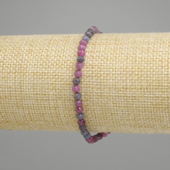 Bracelet Sapphire Ruby faceted bead, diameter 4mm +/-, length 18cm +/- stretch