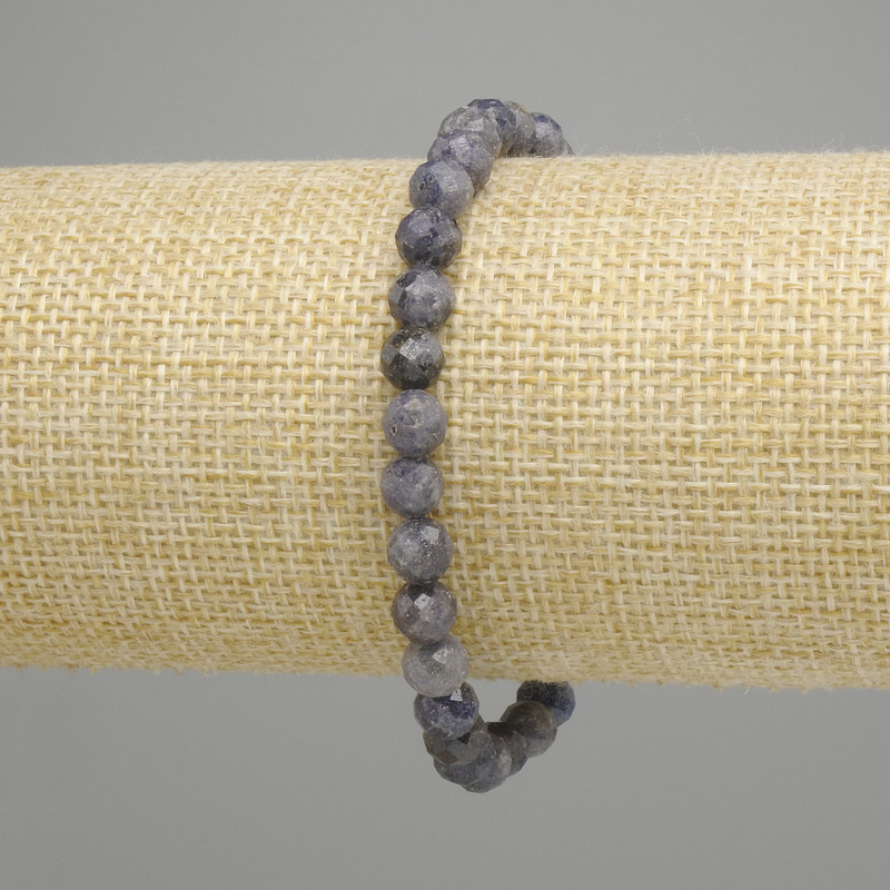 Sapphire bracelet faceted bead, diameter 6mm±, length 18cm ± stretch