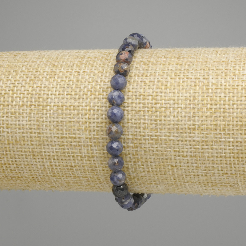 Sapphire bracelet, faceted bead, diameter 6 mm +/-, length 18 cm +/- stretch