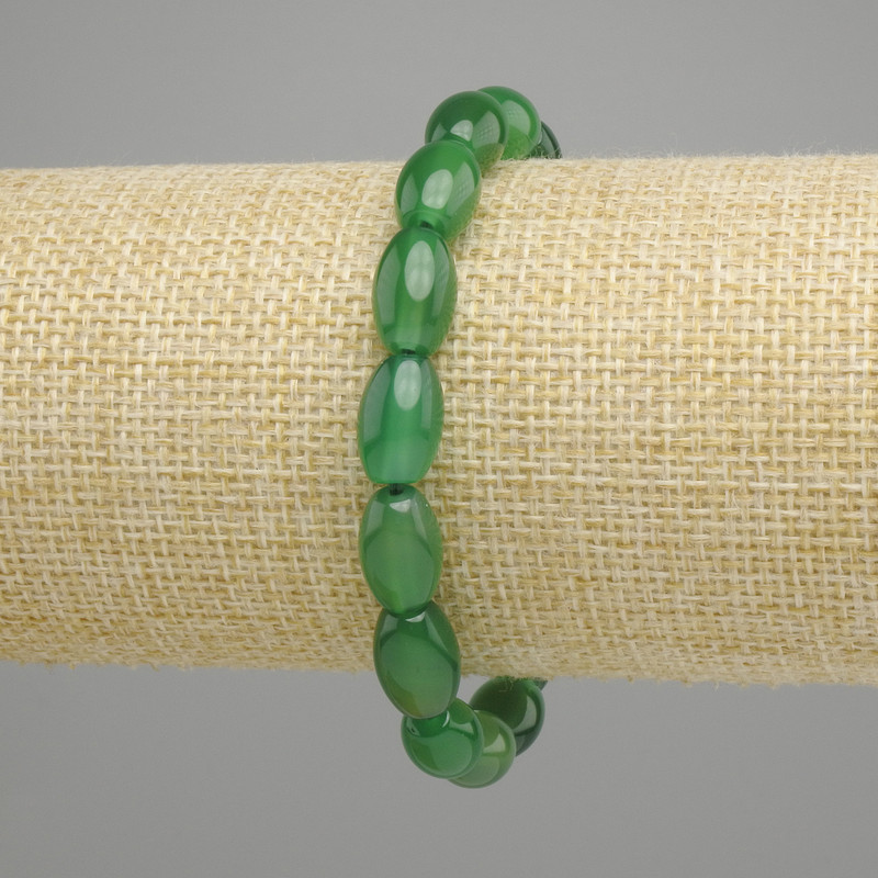Agate bracelet, grain shape, diameter 12×8 mm ±, length 18 cm ± stretch